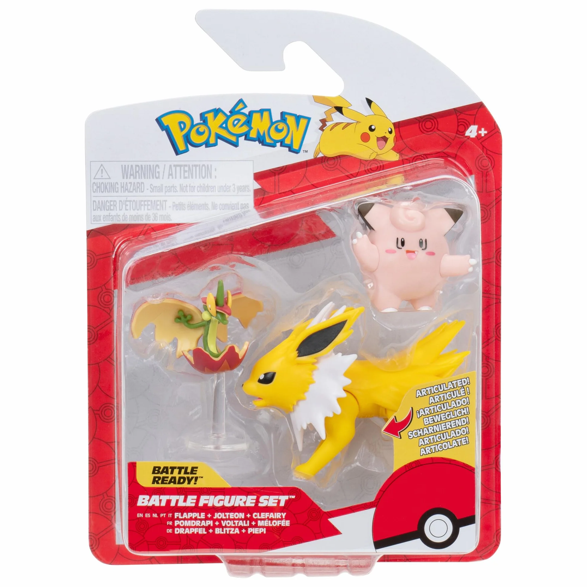 Pokémon PKW3510 zestaw figure, oficjalny zestaw figurek, piepi, drapfel, błysk