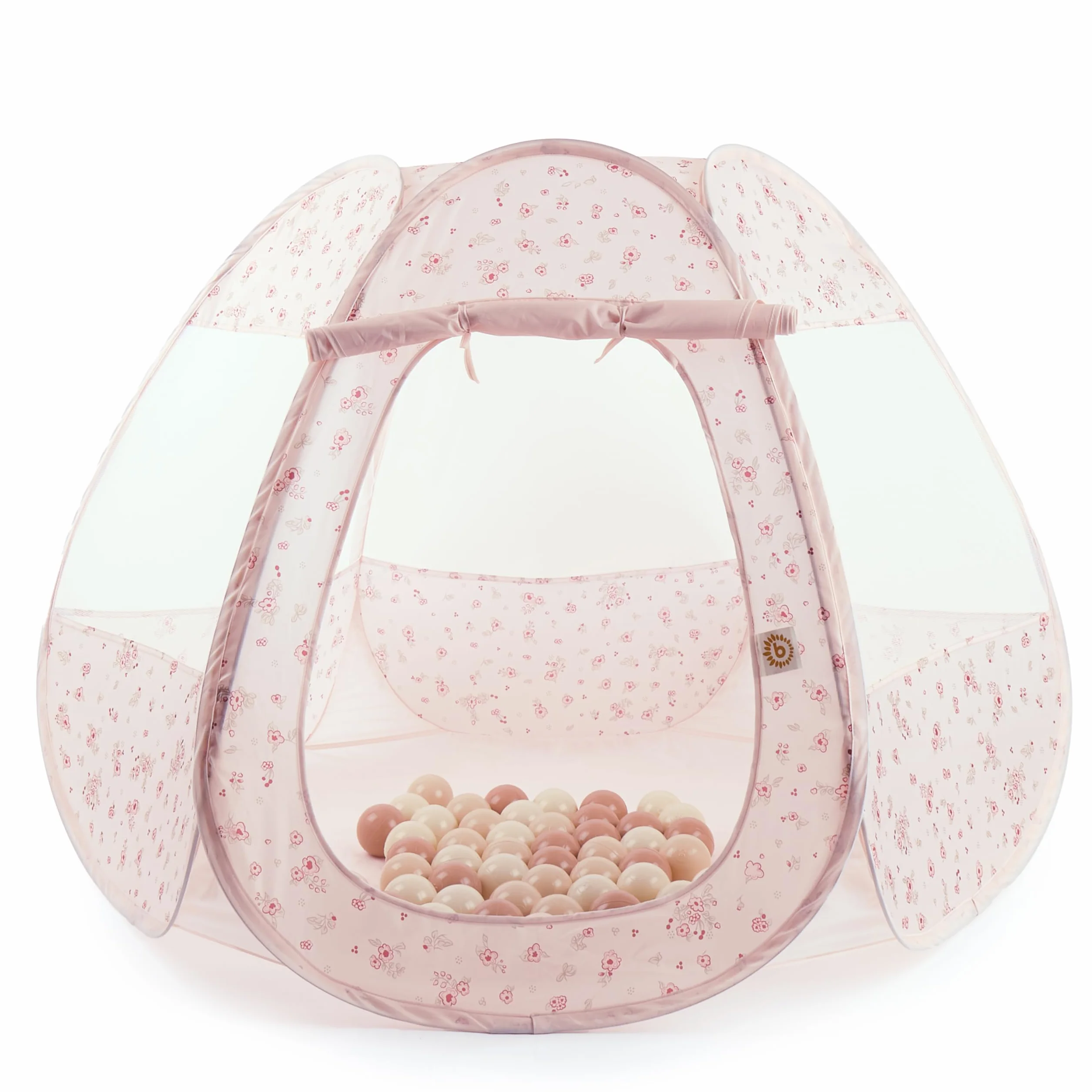 Bieco Namiot dziecięcy i basen z piłkami Pop up Dreamy Flowers z 50 piłkami | Namiot księżniczki dla dzieci | Namiot do zabawy dla dziewczynek