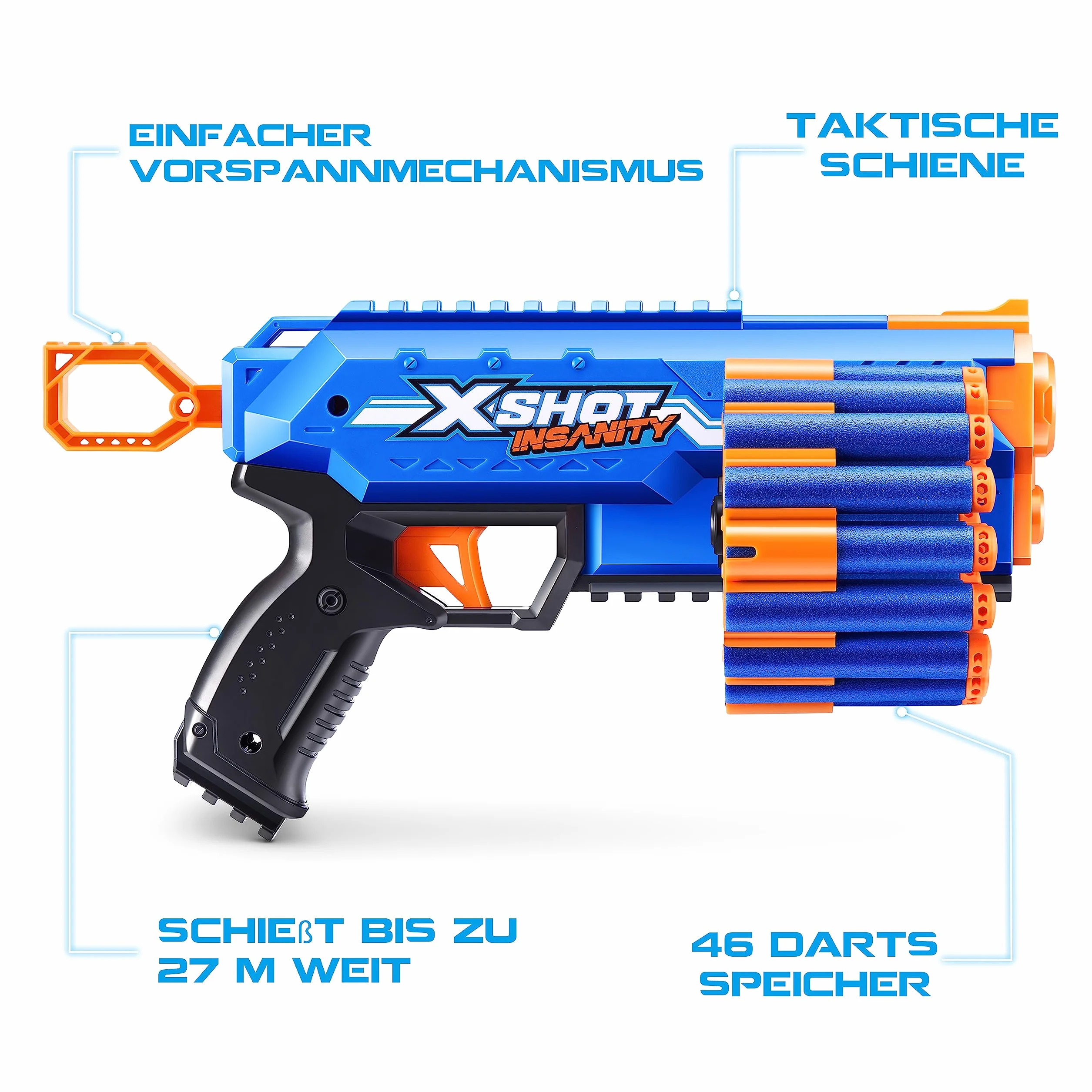 XSHOT Insanity Manic Blaster Dual Pack by ZURU with 48 Darts, Air Pocket Technology Darts and Dart Storage, Outdoor Toy for Boys and Girls, Teens and Adults