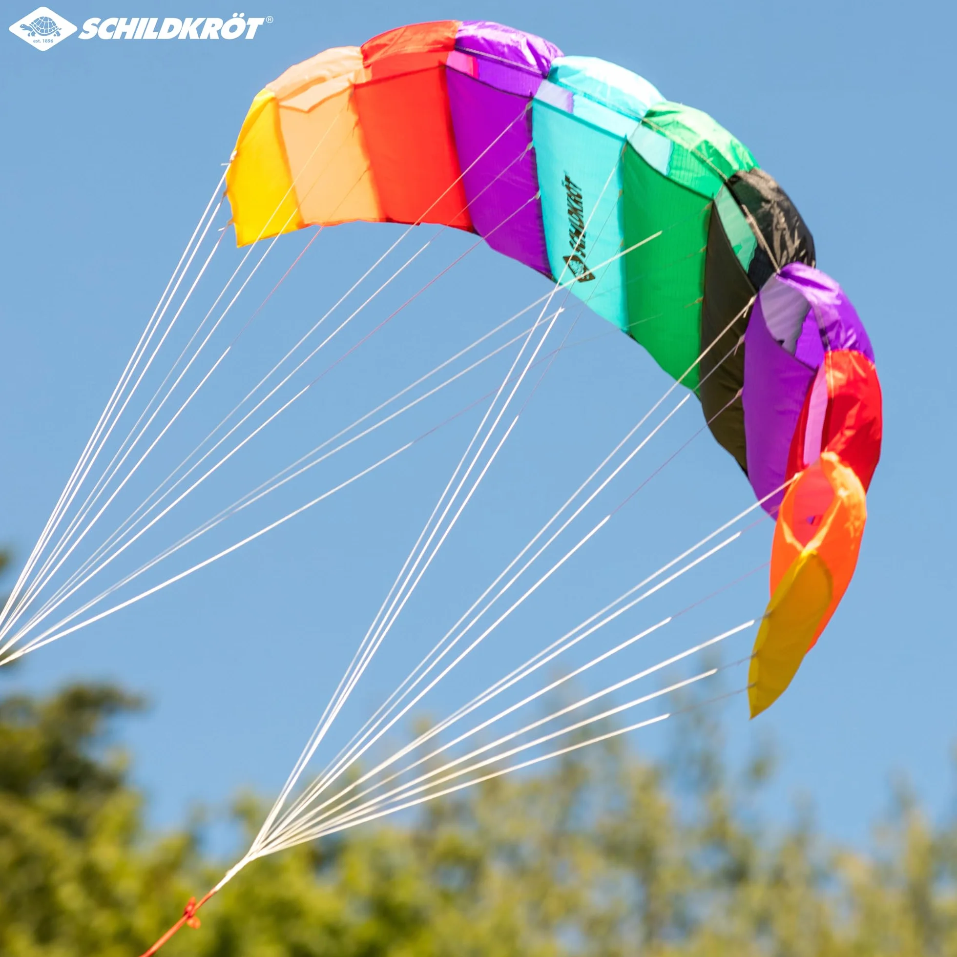 Schildkröt Dual Line Sport Kite, dwupoziomowa mata do kierowania, w zestawie sznurki poliestrowe 25 kp, 2 x 25 m na nawijarce z pętelkami, 3-6 Beaufort
