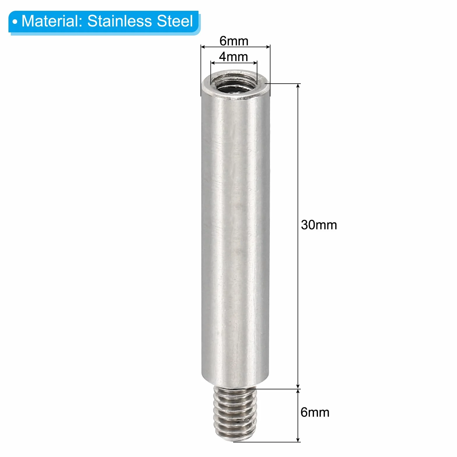 PATIKIL 12 sztuk dystansowych M4, dystansowe dystansowe M4 30 + 6 mm, aluminiowe gwintowane elementy dystansowe, zestaw śrub 4 mm, średnica wewnętrzna 6 mm, metryczne adaptery gwintu męskiego