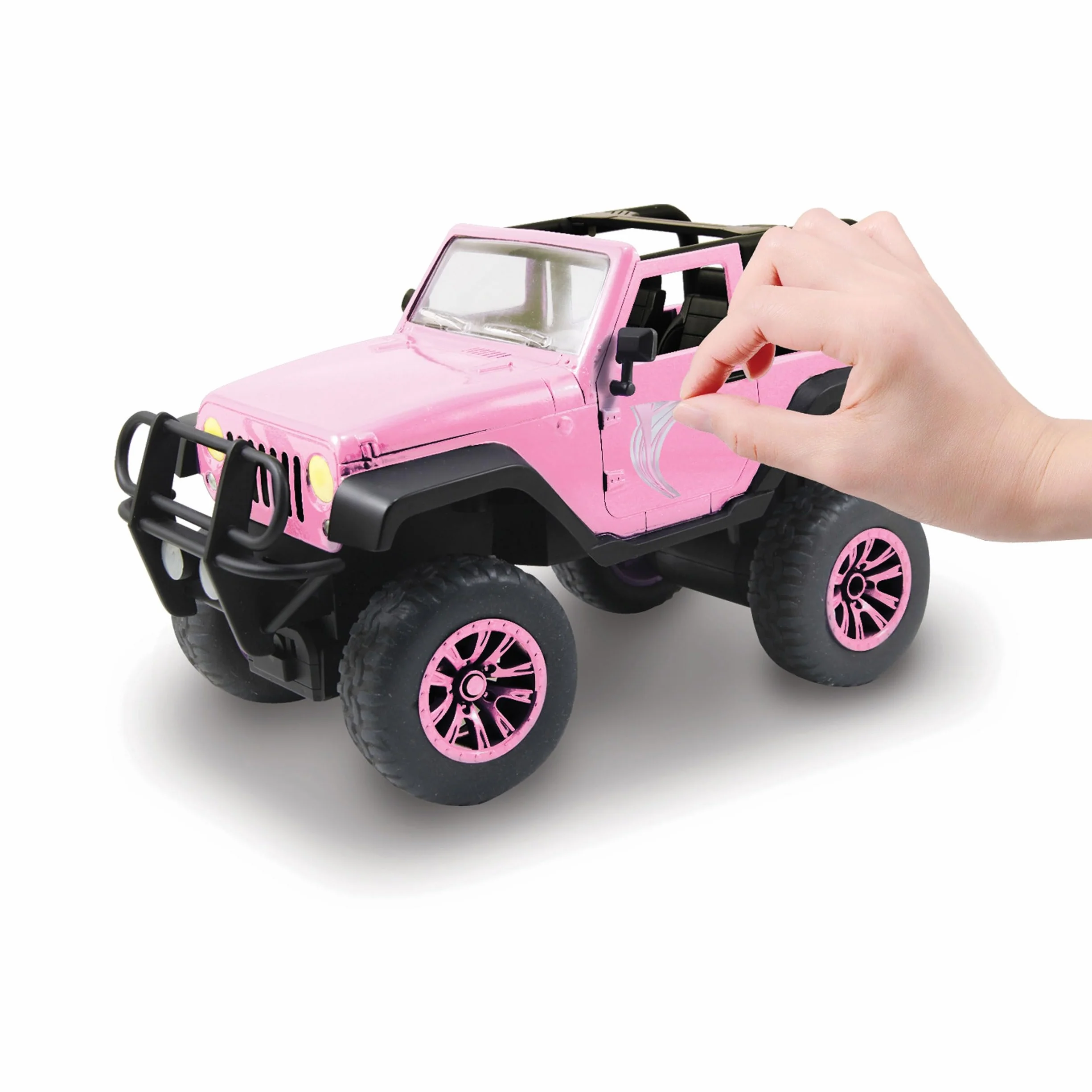 Dickie Toys RC SUV Girlmazing samochód zdalnie sterowany Jeep Wrangler, z 2 kanałami, 2,4 GHz, Turbo, w zestawie naklejki, od 6 lat, błyszczący metaliczny róż.