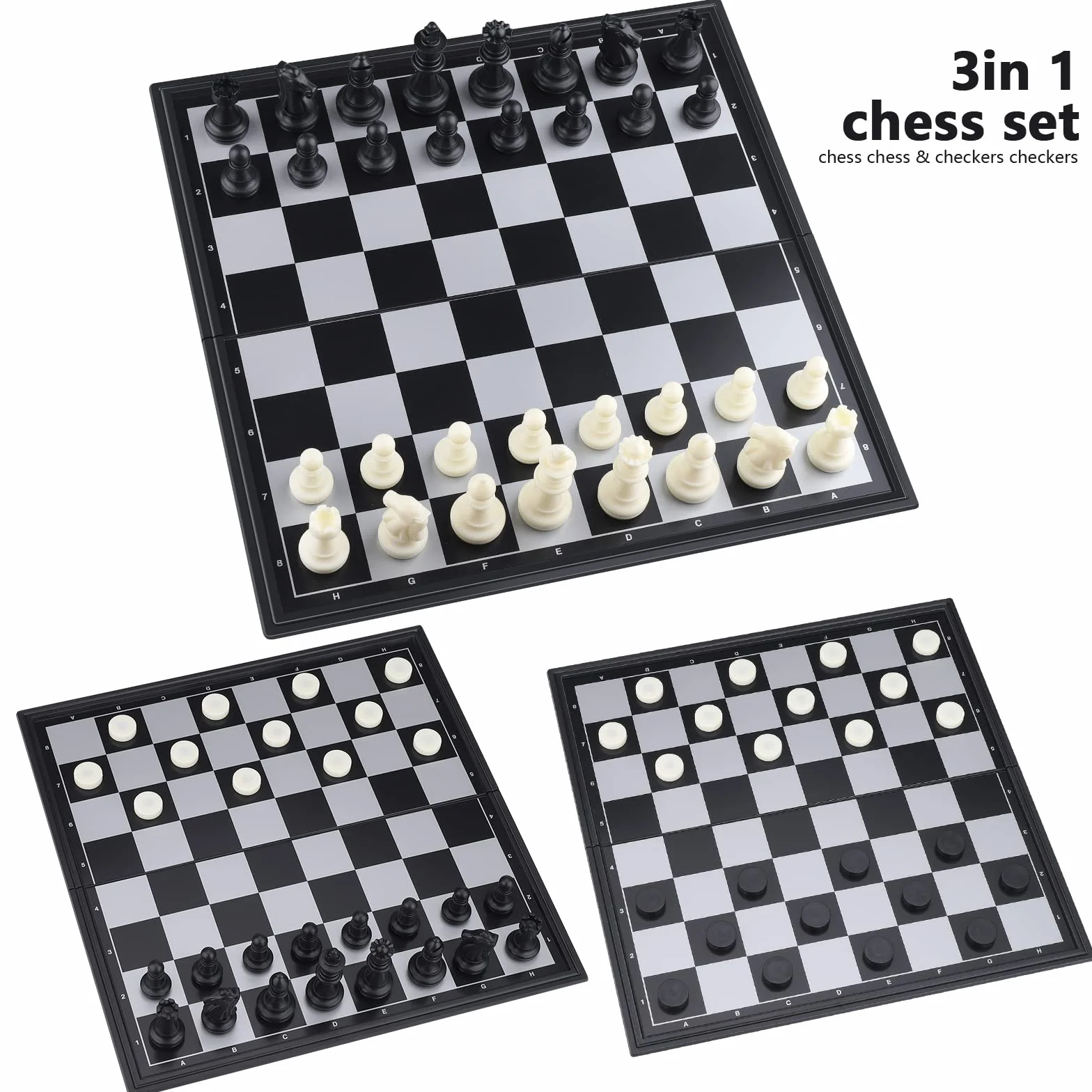 Zestaw szachów 3 w 1, backgammon, magnetyczna, przenośna, zestaw do zabawy, tradycyjna gra strategiczna dla dzieci/dorosłych (25 x 25 cm)