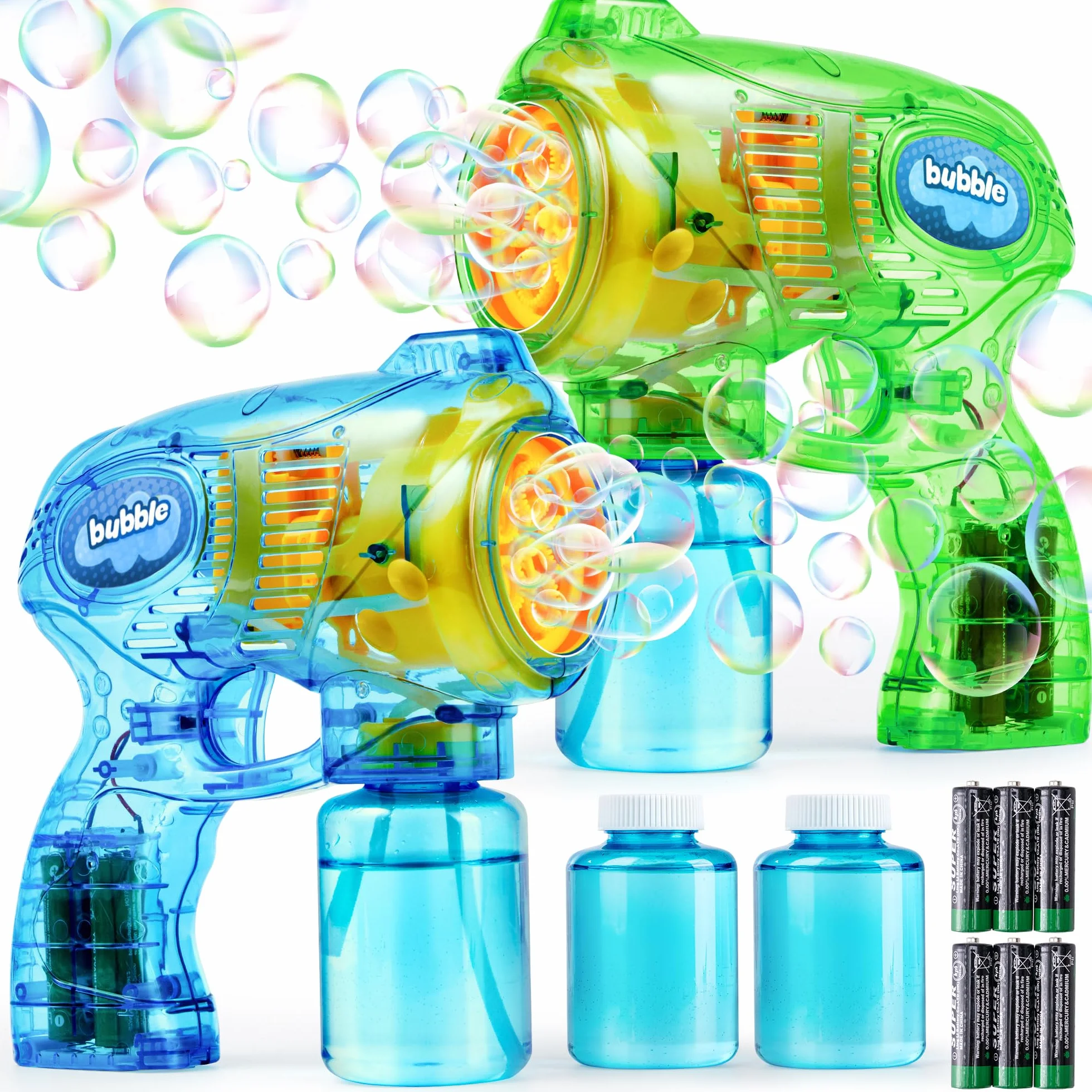 JOYIN 2 x 148 ml, 2 pistolety do baniek mydlanych dla dzieci, z płynem do baniek mydlanych, dmuchawki do baniek mydlanych, na imprezę, prezent urodzinowy, do aktywności na świeżym powietrzu, do użytku