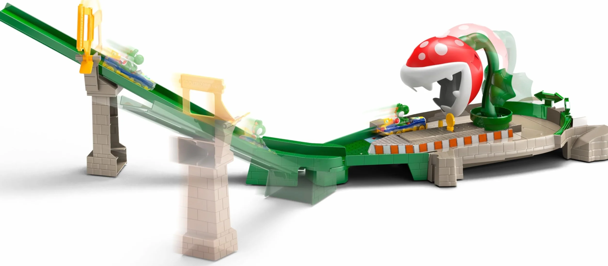 Hot Wheels Gfy47 Mario Kart Piranha Plant Slide Trackset, W Tym Samochodzik 1, Tor Wyścigowy Samochodzików od 5 Lat, Wielokolorowy