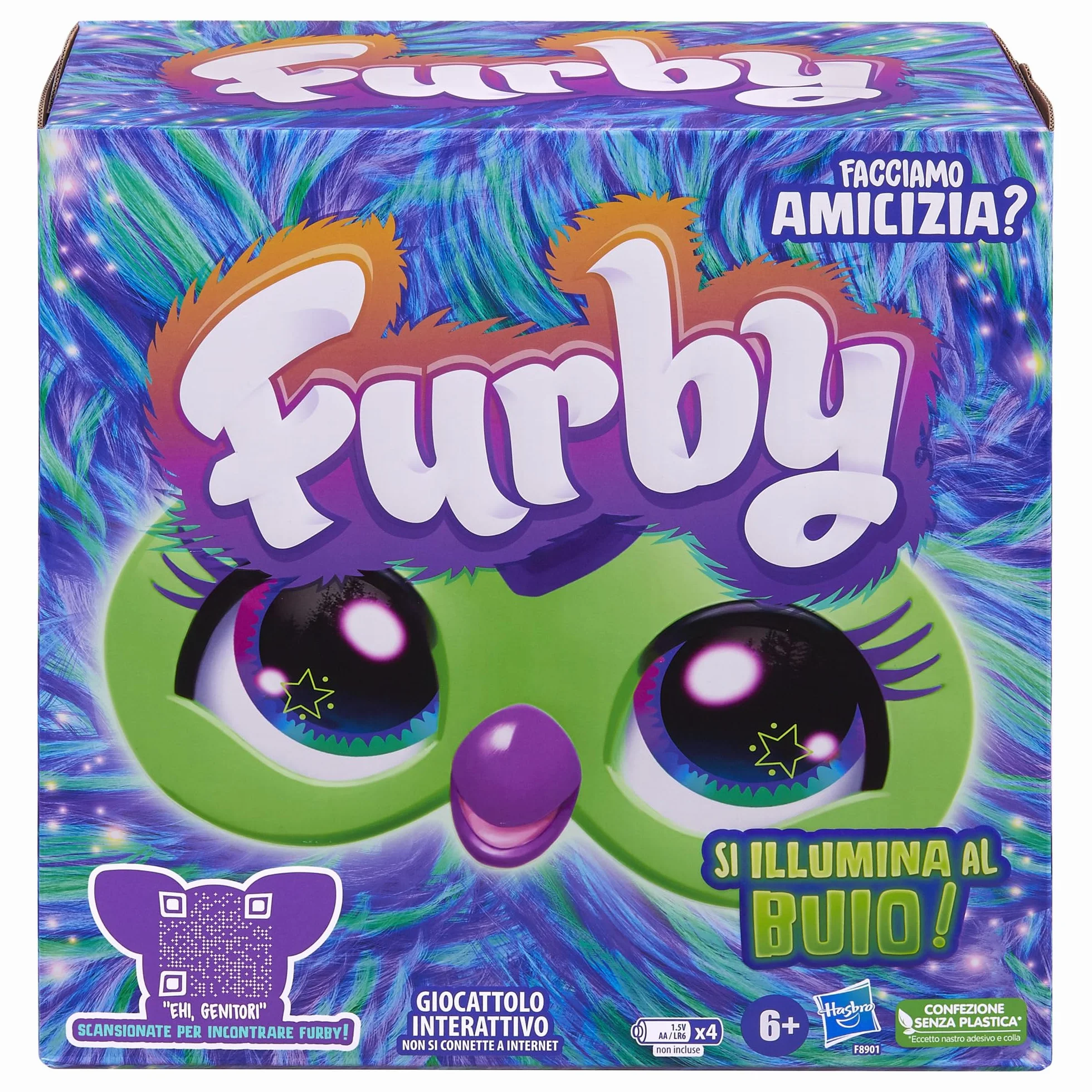 Hasbro Furby Galaxy Elektroniczna pluszowa zabawka dla dzieci i dziewczynek od 6 lat, pluszowa zabawka ze światłami, dźwiękiem i 5 trybami głosowymi, wielokolorowa zabawka świąteczna kolekcjonerska