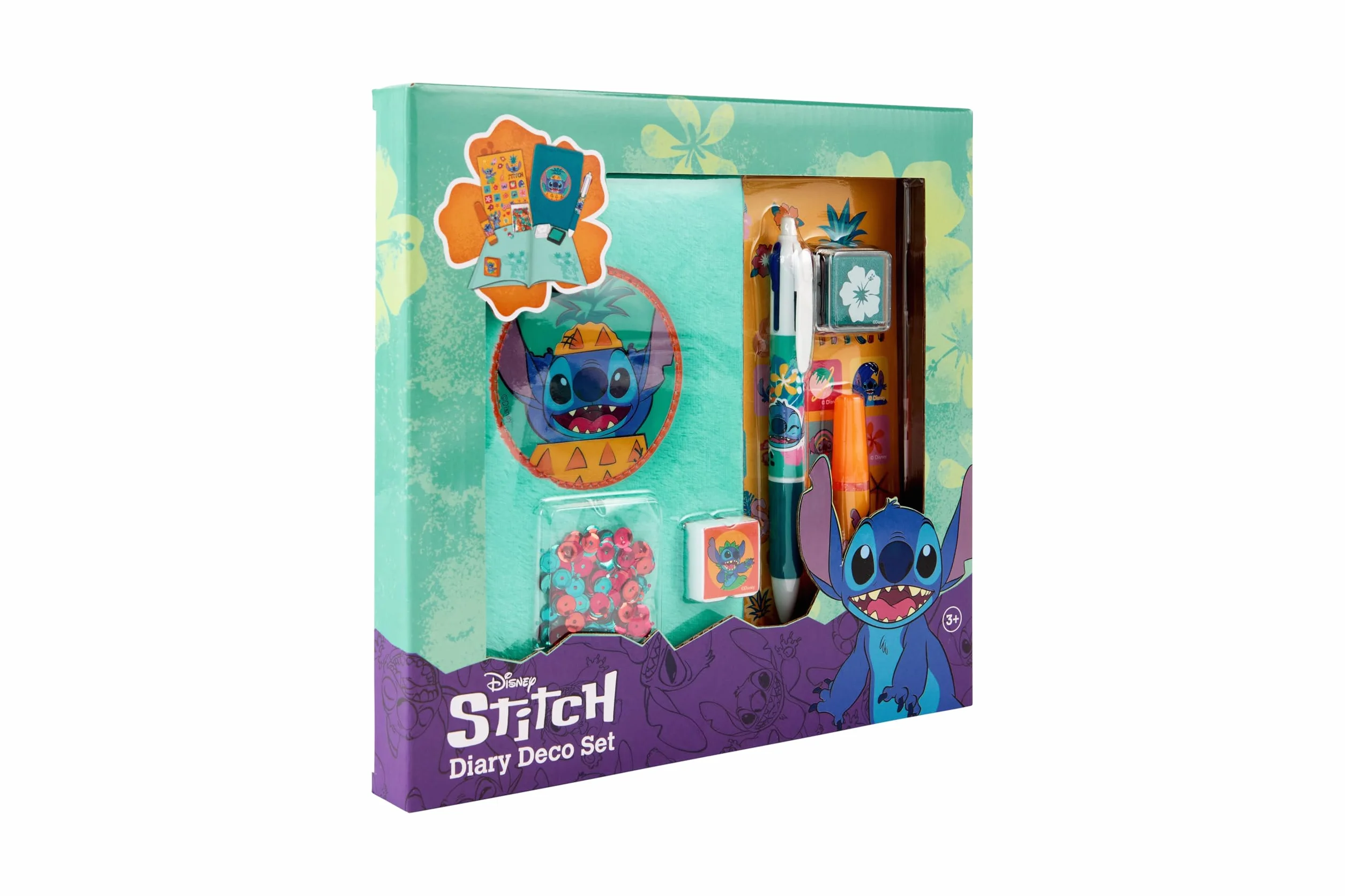 Zestaw do robótek ręcznych z książeczką Stitch | Zestaw do robótek Fluffy dla dzieci od 3 lat | Zestaw do dekoracji DIY z naklejkami, brokatem, stemplami i ołówkami | Zestaw kreatywny dla dziewczynek