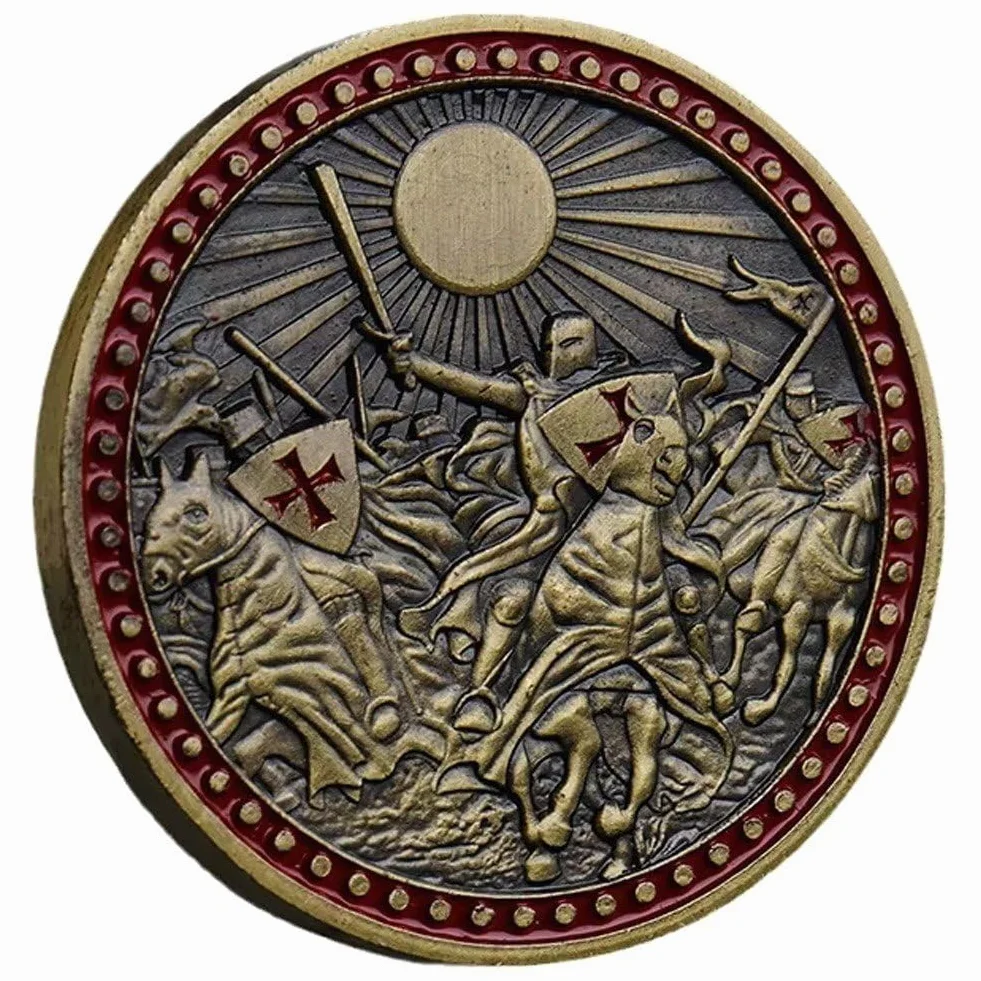 Moneta Pamiątkowa Rycerzy Templariuszy, Moneta Pamiątkowa Krzyżowca, Vintage Moneta Wyzwania, Medal Świętej Tarczy