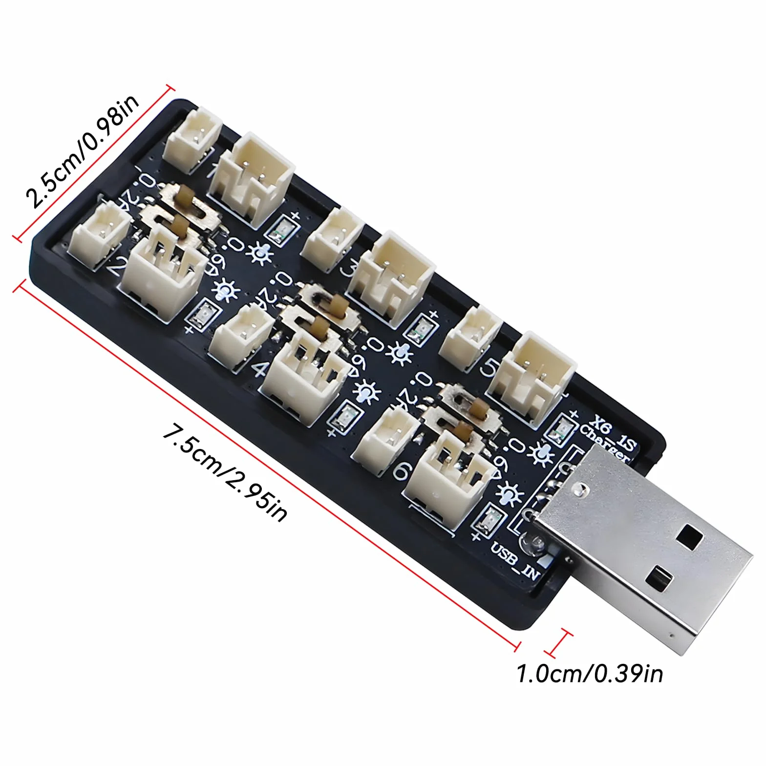 1S Lipo Akumulator LiHV Ładowarka - 3.7V/4.2V Ładowarka do Akumulatorów Lipo z USB 6 Kanałów i Mikro JST 1.25 JST-PH 2.0mm Złącze dla Tiny Whoop Blade Inductrix FPV E013 E010 JJRC H67 H36