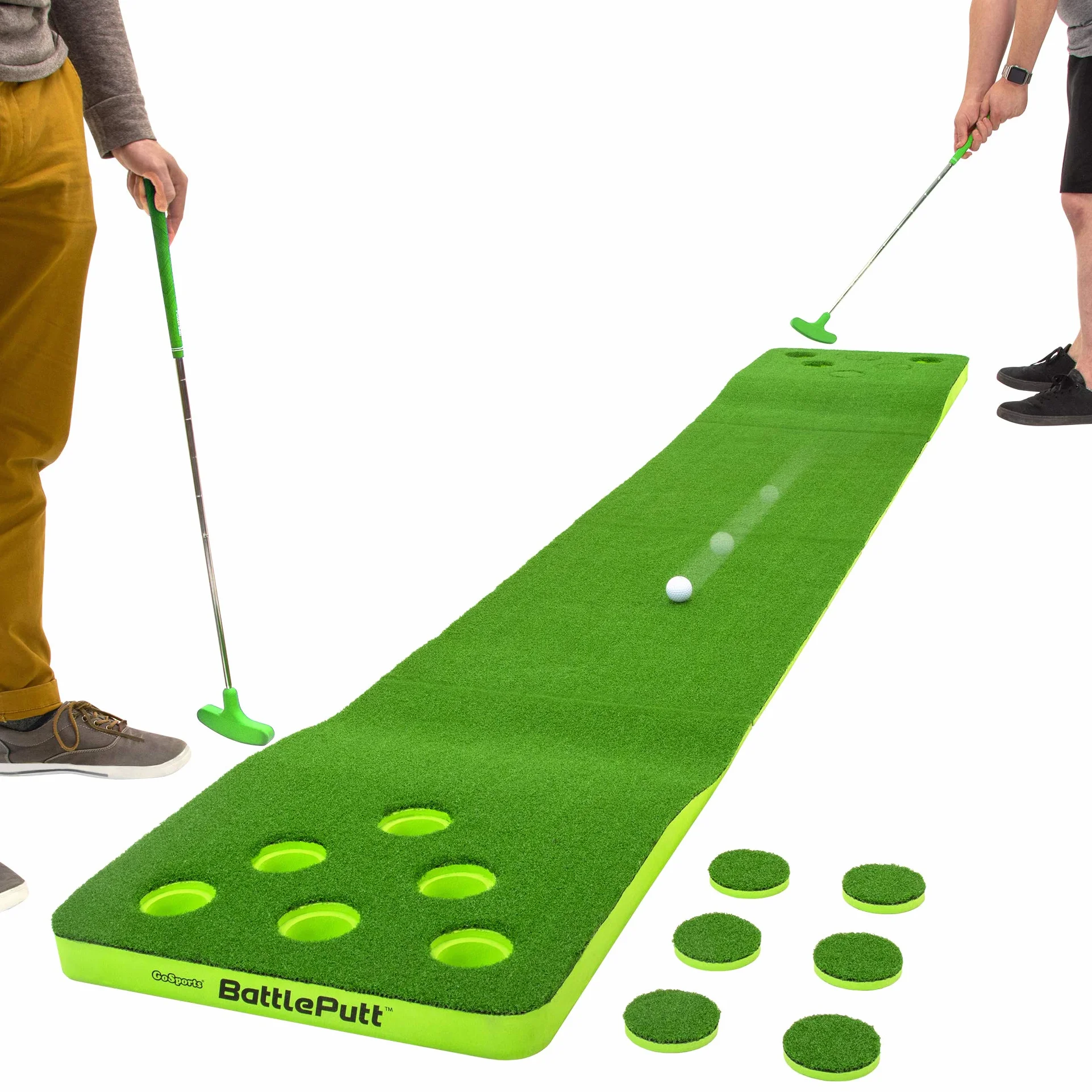 GoSports Battleputt Golf Putting Game, 2-w-2 Pong Style Play with 28 cm Putting Green, 2 Putters i 2 piłki golfowe