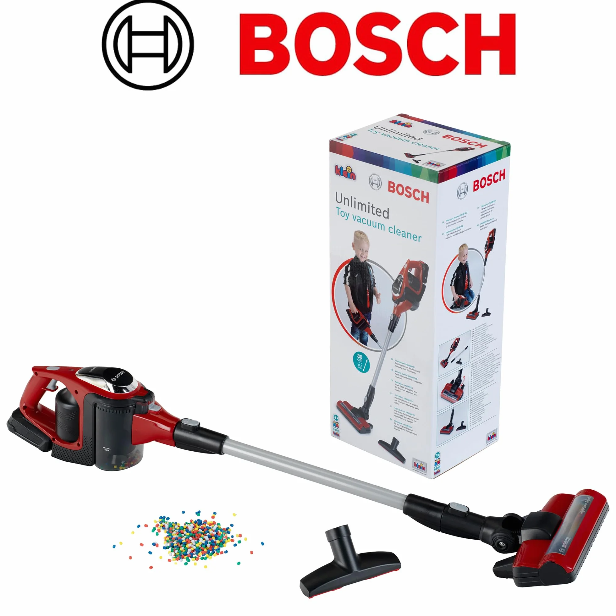 Theo Klein 6808 Odkurzacz Bosch Unlimited z funkcją ssania i dźwięku, zabawka dla dzieci od 3 lat