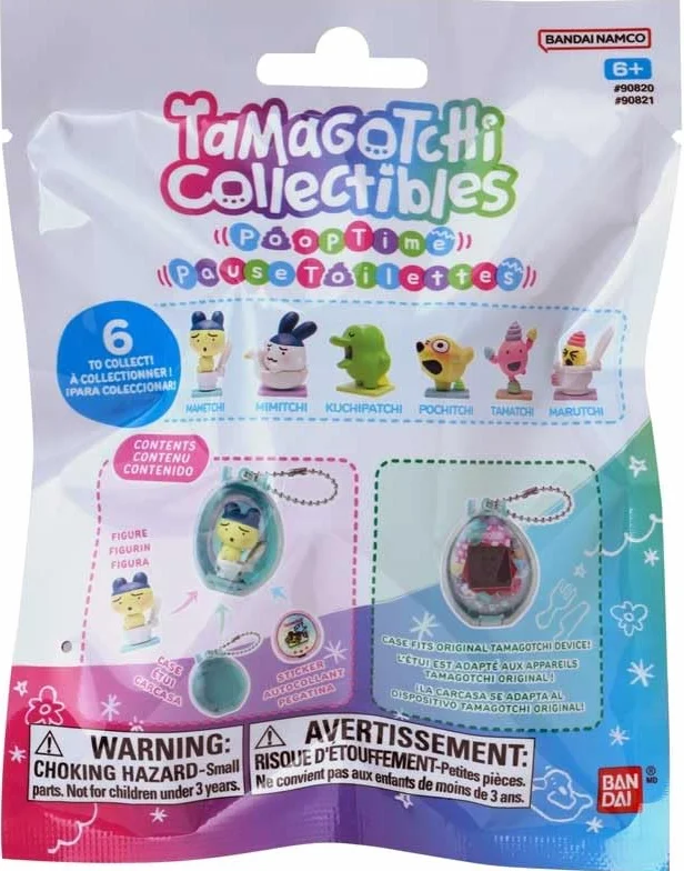 Tamagotchi Collectibles Series 1 Figurki czasowe na kupę, 1 z 6 postaci, z gablotą i naklejką, wiek od 6 lat