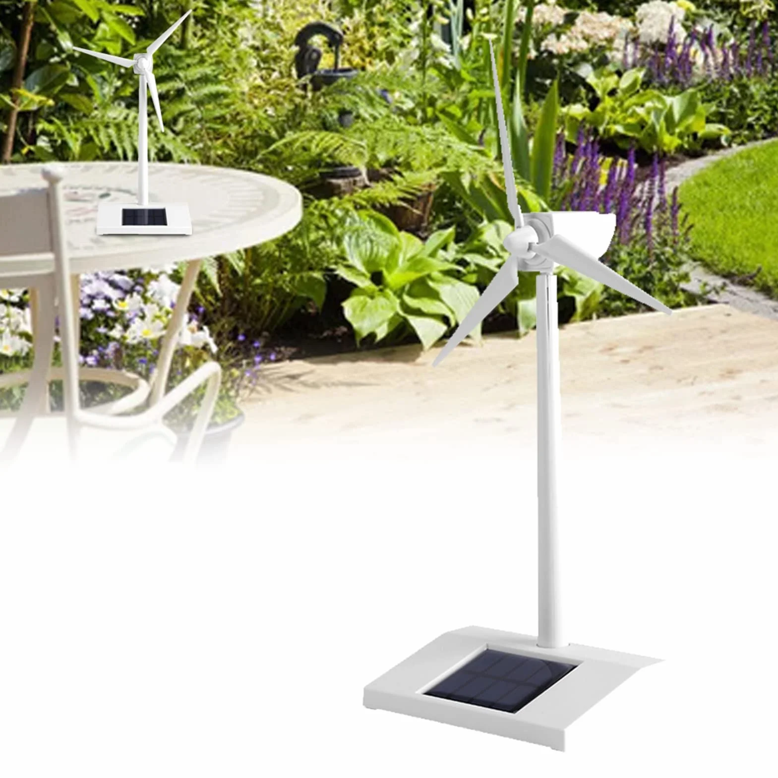 Nikou Miniaturowy model wiatraka słonecznego, miniaturowy model energii słonecznej, stacjonarna turbina wiatrowa, zasilana energią słoneczną, naukowe narzędzie edukacyjne dla dzieci, dekoracja biurka