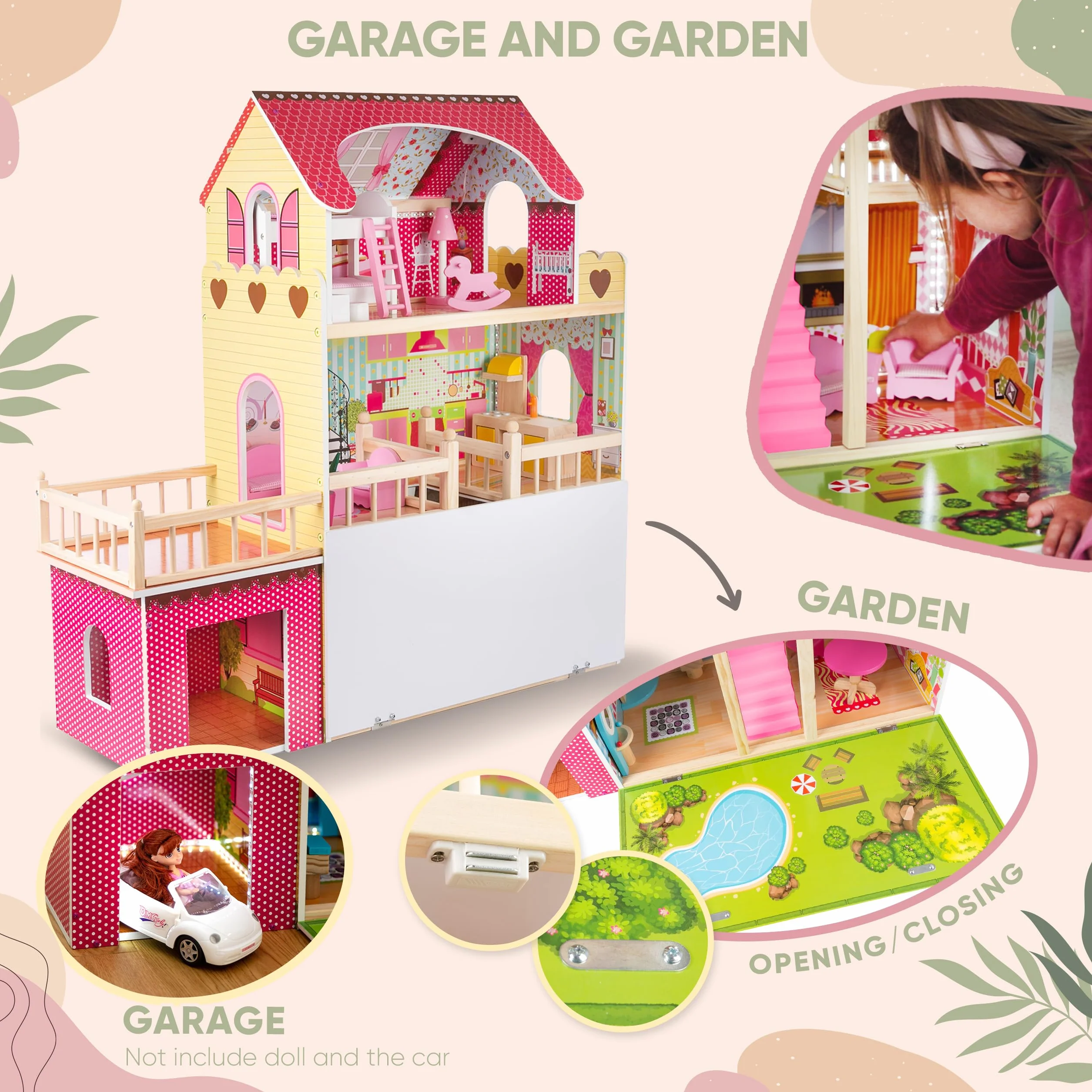 Kinderplay Gs0020 Drewniany Domek Dla Lalek