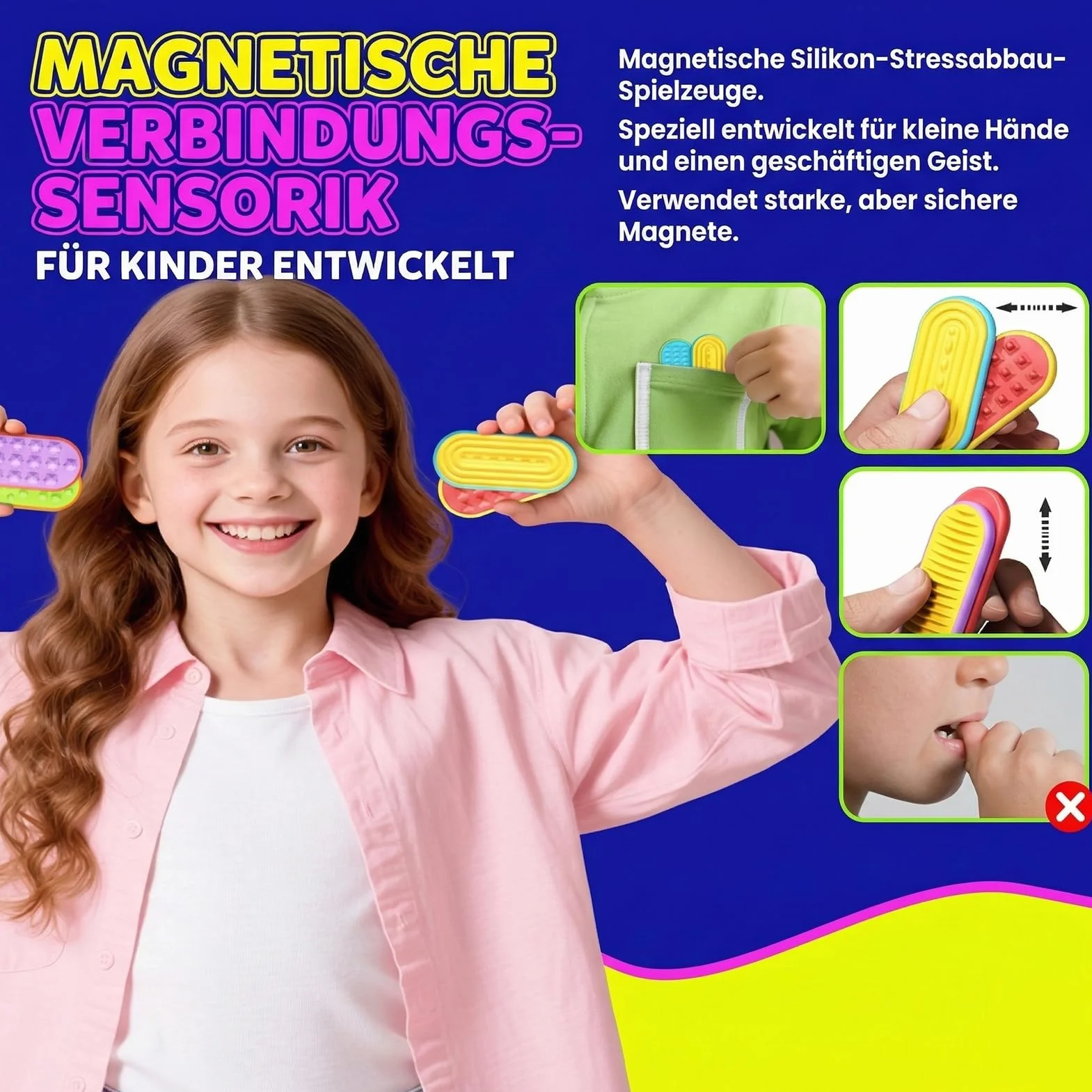 Magnetyczne zabawki fidget Toys Slider zestaw 6 sztuk z pudełkiem do przechowywania – cicha zabawka sensoryczna z funkcją przesuwania, kompaktowa i uporządkowana, ciche zajęcia ręczne na co dzień, do