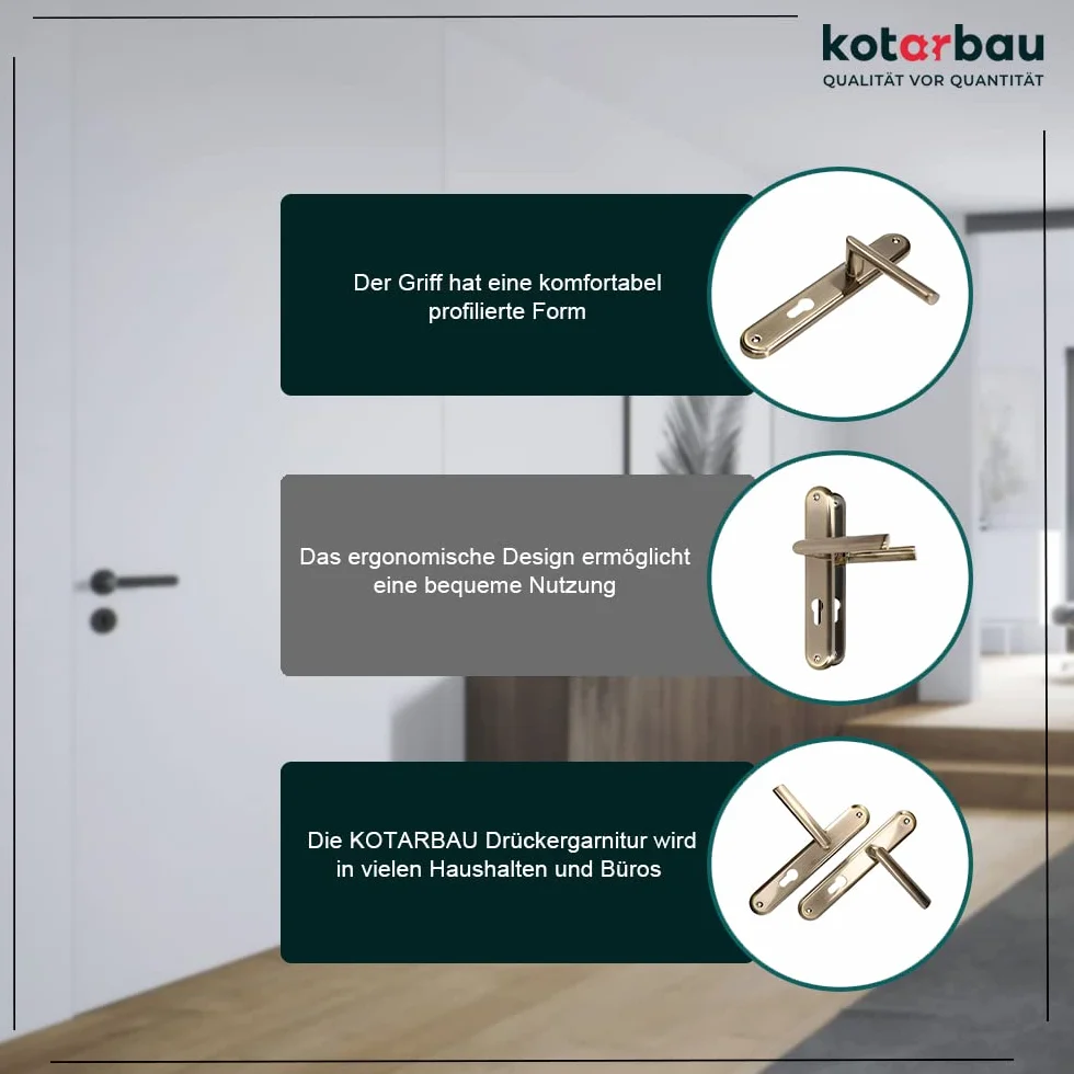 KOTARBAU® Zestaw klamek 72 mm PZ długi szyld patyna uniwersalna nowoczesna