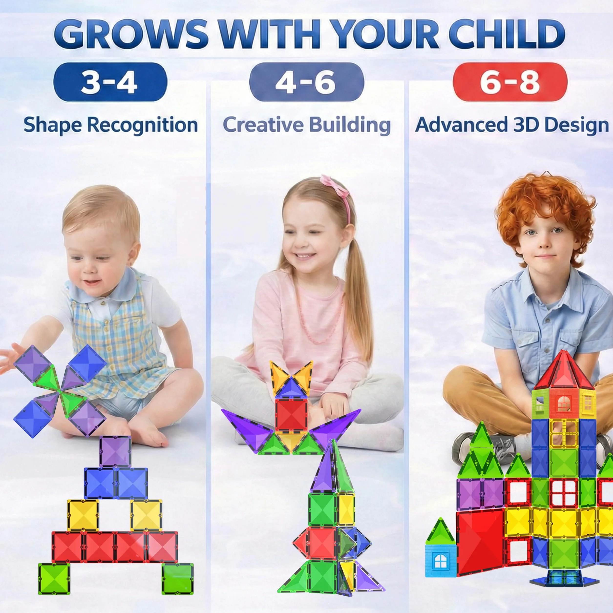 Desire Deluxe Montessori magnetyczne klocki XXL, wielokolorowe