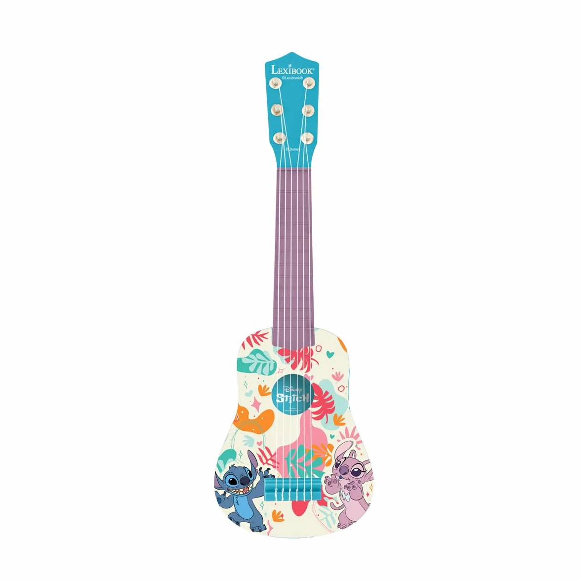 Lexibook, Disney Stitch, Moja Gitara dla Dzieci, 6 Nylonowych Strun, 53 cm, Dołączony Przewodnik, Niebieska, K200D