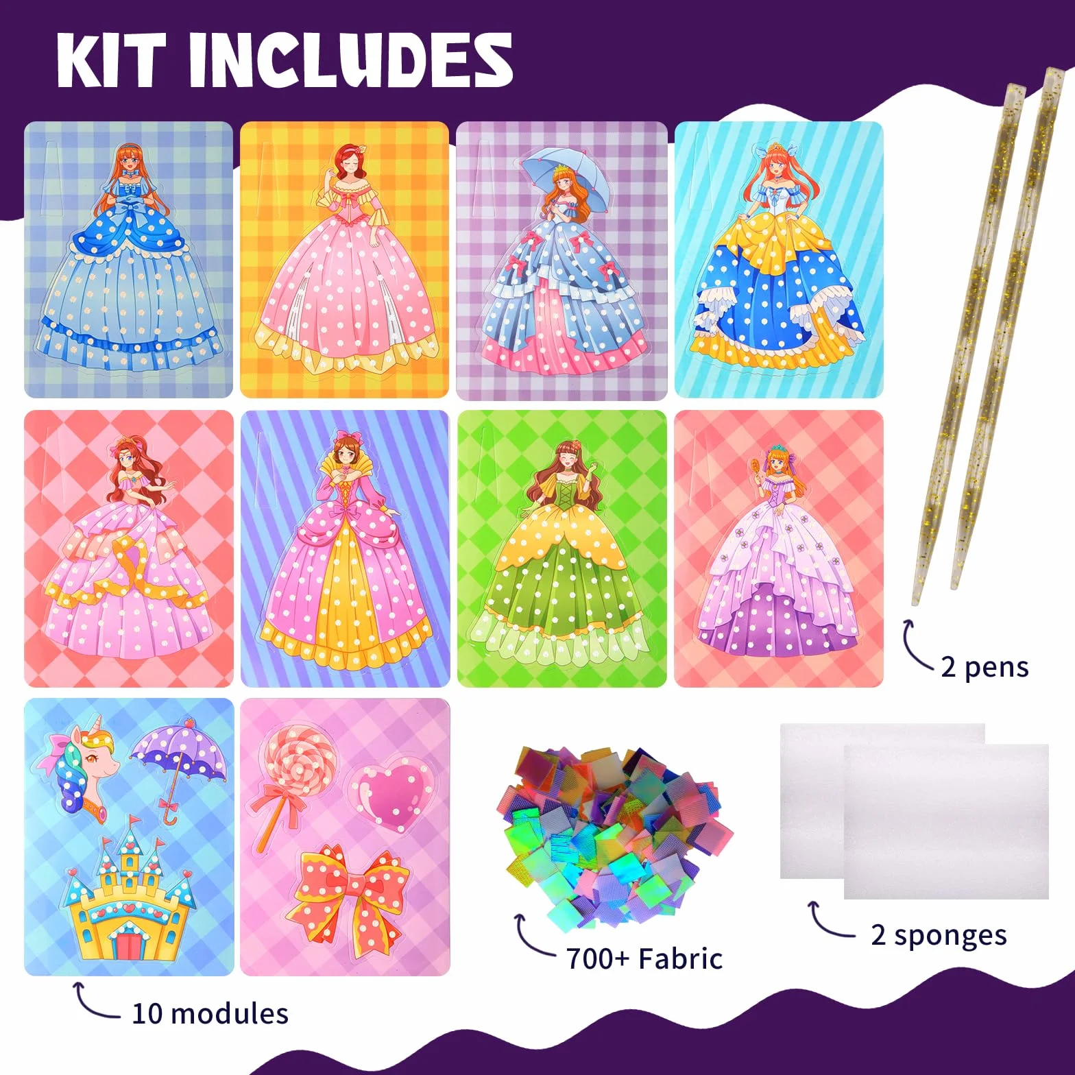 Yrinfay Poke Art DIY 8 magicznych księżniczek i 6 akcesoriów - zestaw do majsterkowania dla księżniczek, zabawka dla dziewczynek 6, 7, 8, prezent dla dziewcząt, chłopców, 9, 10, 11, 12 lat