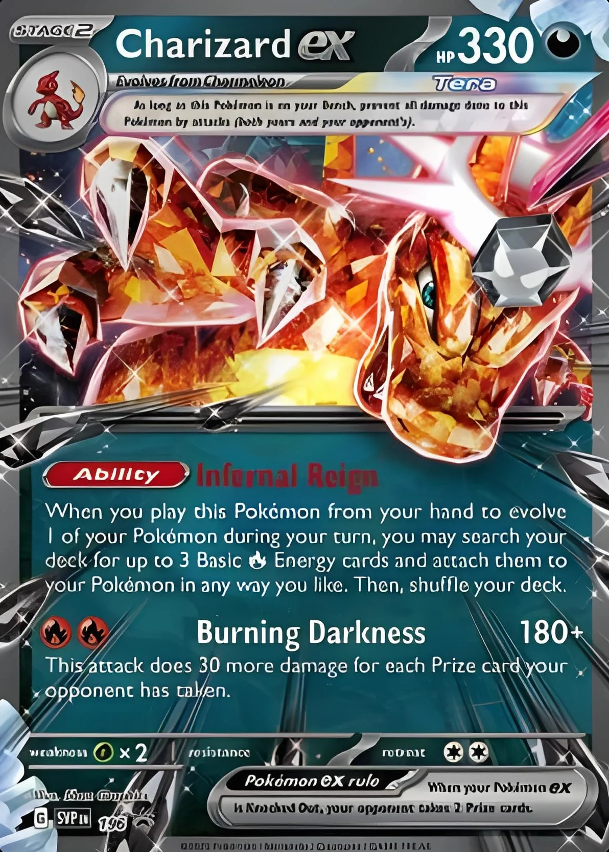 Charizard EX SVP196 JUMBO OVERSIZED soczewkowa karta promocyjna, duża karta Pokémon XXL, czarna gwiazda Scarlet & Violet Promo, uwierzytelniona tytan dla kolekcjonerów, trenerów i fanów