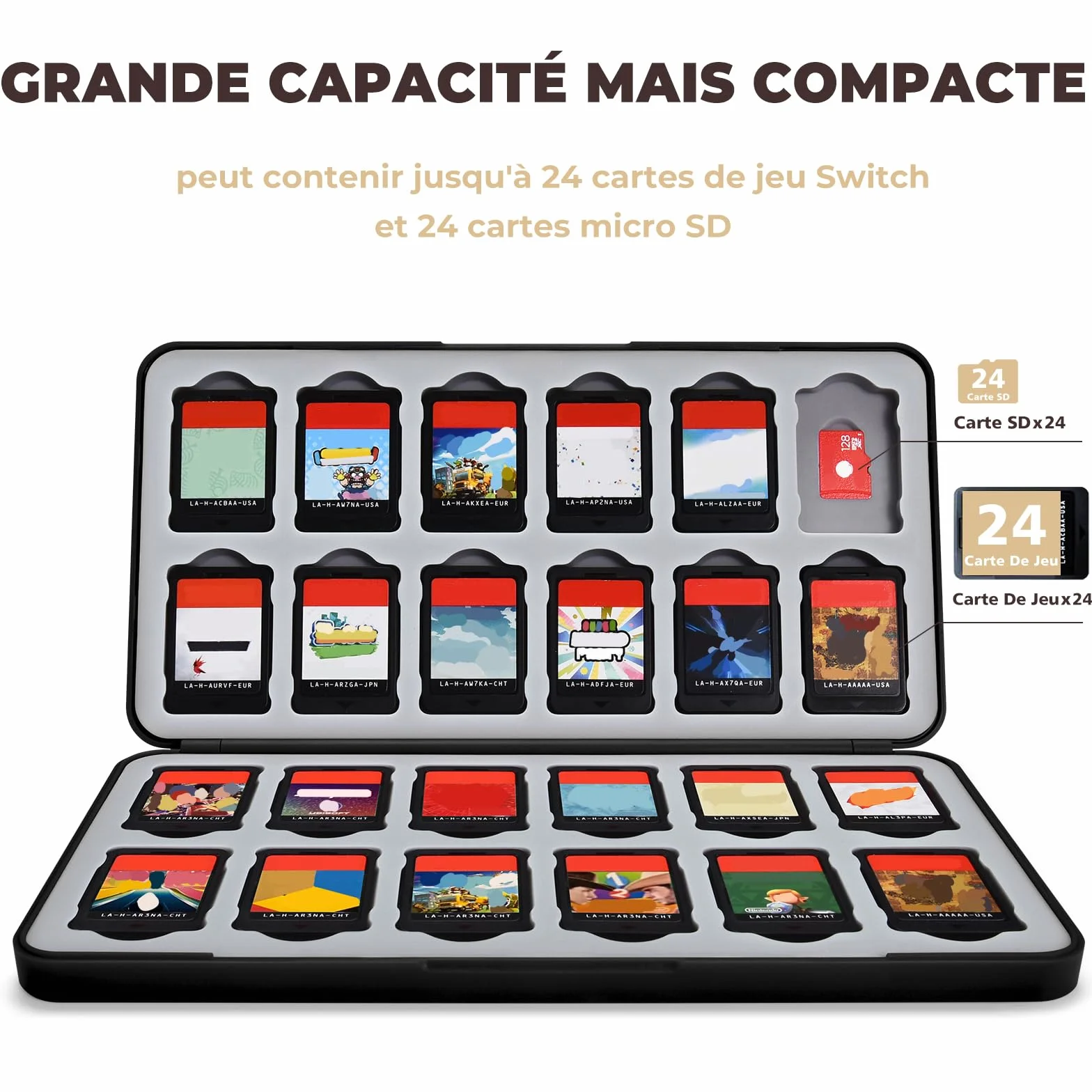 PALPOW Etui kompatybilne z Nintendo Switch 2 na 24 karty do gier i 24 Micro SD, pokrowiec brązowy czarny