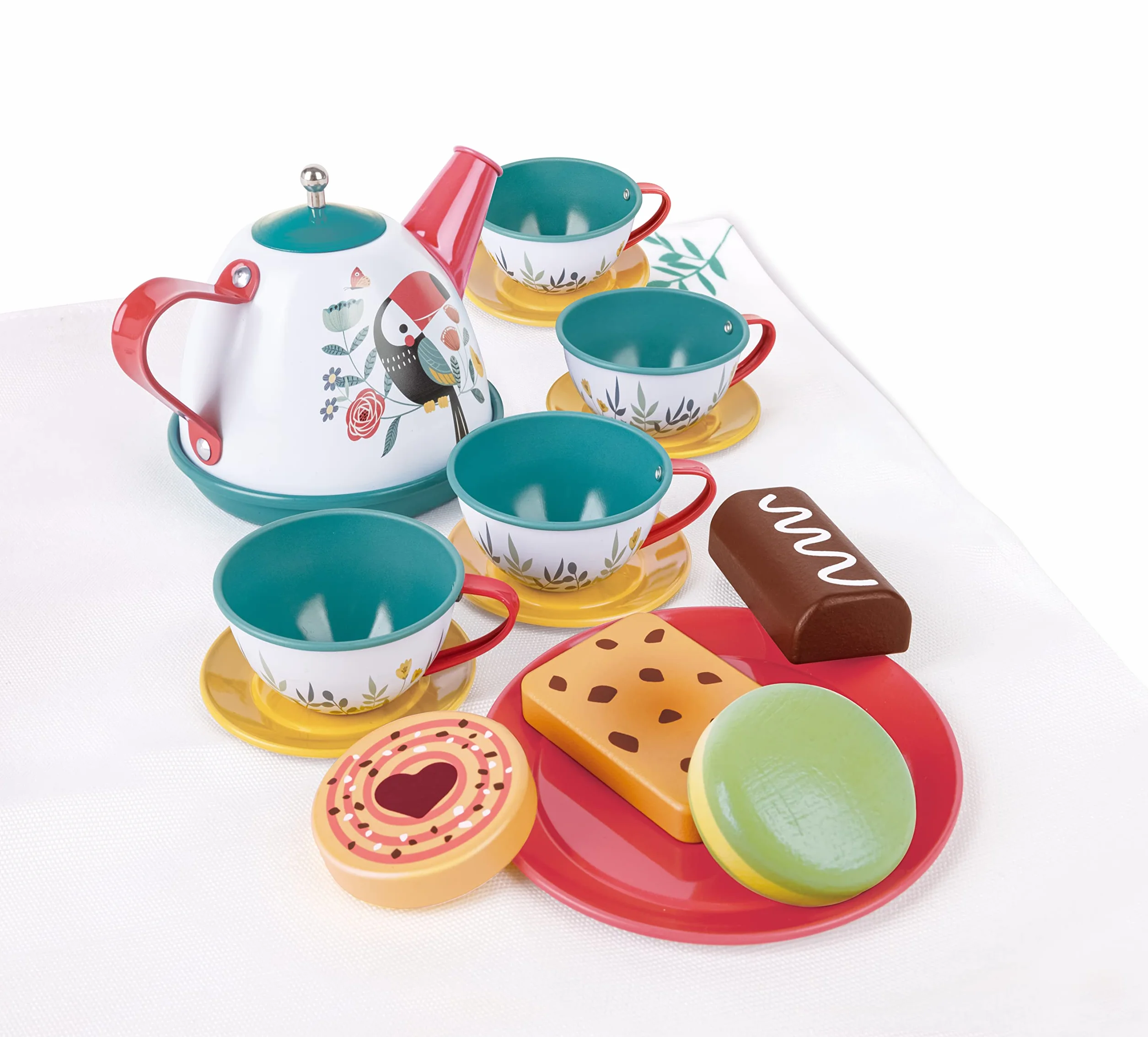 Hape Zestaw do zabawy na herbatę, zestaw do herbaty z walizką, akcesoria kuchenne, również w podróży