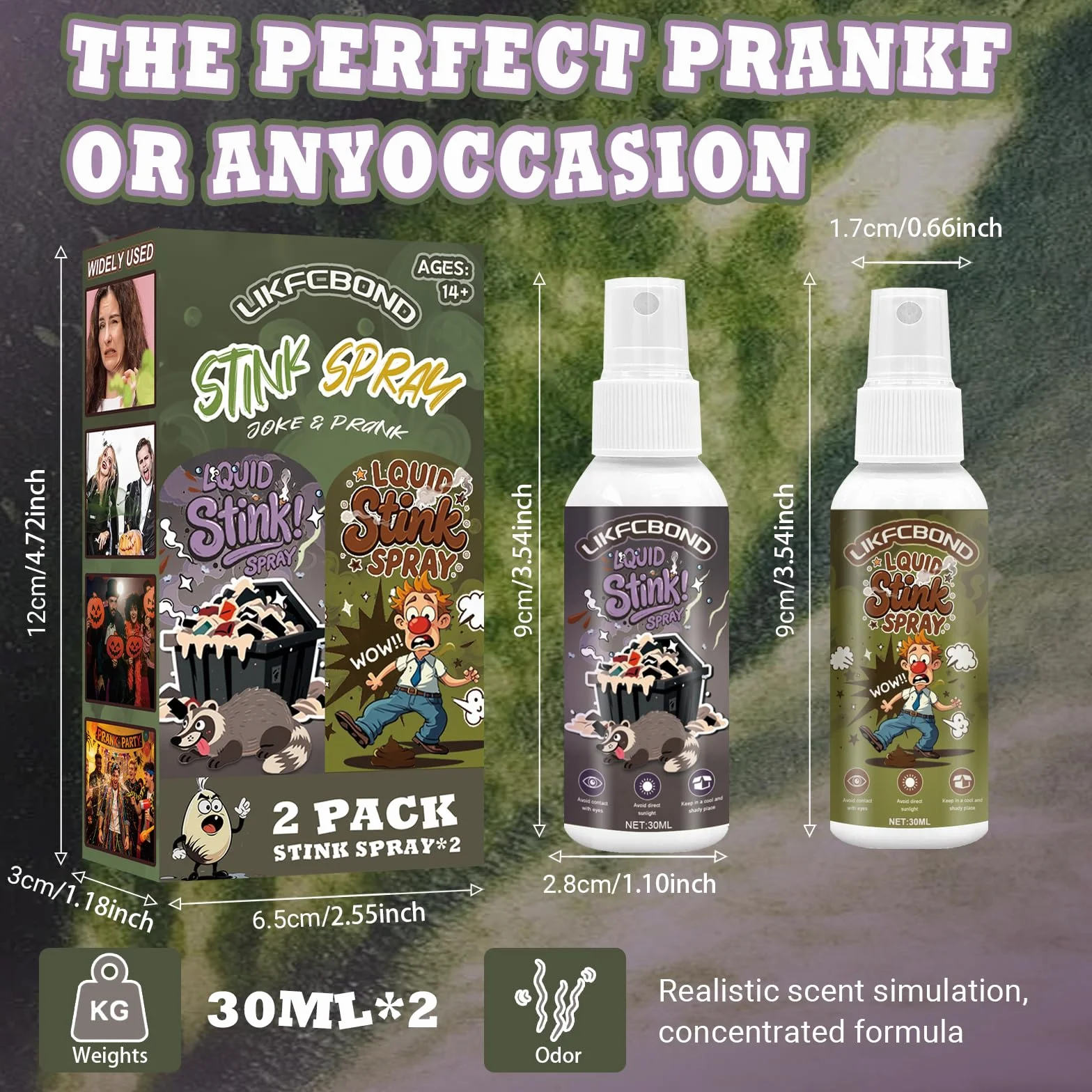 Ekstra Mocny Śmierdzący Spray, Płynny Spray do Zenia, Niesamowity Śmierdzący Spray na Zarty, Spray Zenia dla Miłośników Psikusów, Prank Party dla Dorosłych, 2 Sztuki, 30ML