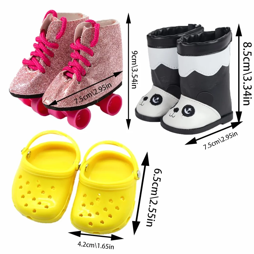 10 par 18-calowych butów dla lalek, BOSOIRSOU 7 cm, buty do tańca, sandały, codzienne buty płócienne, odpowiednie do 45 cm, lalka amerykańska dziewczyna akcesoria